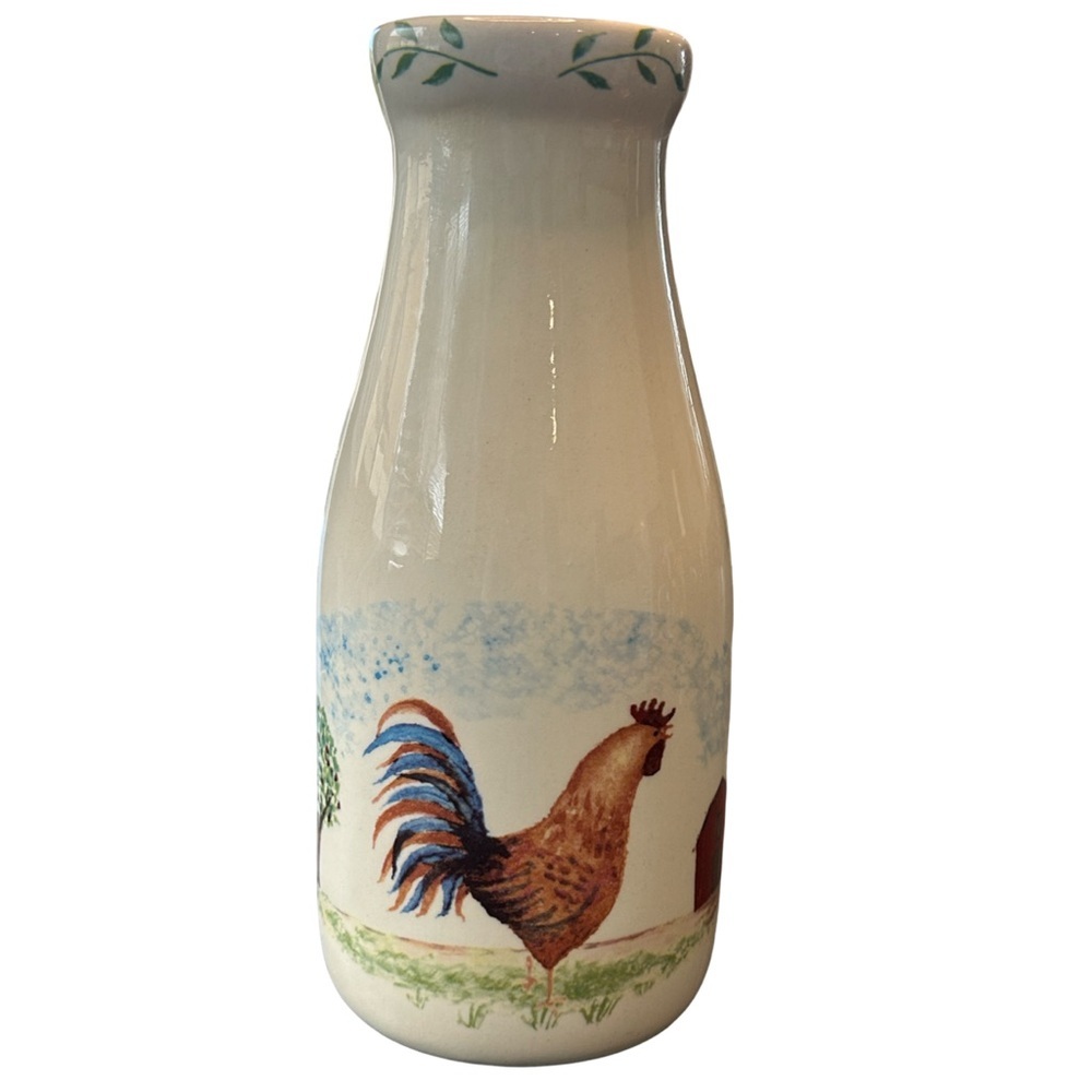 VTG 90s country farmhouse kitchen decor rooster plate /bud vase cottagecore - Picture 5 of 10